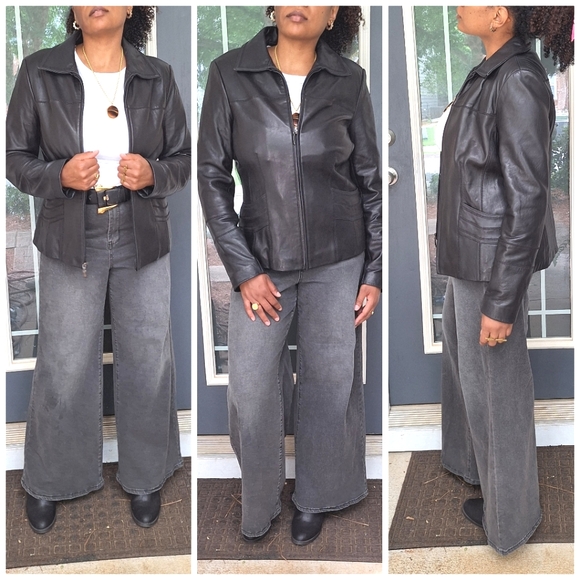 Jones New York Black Leather Stitch Detailed Coat - Picture 16 of 16